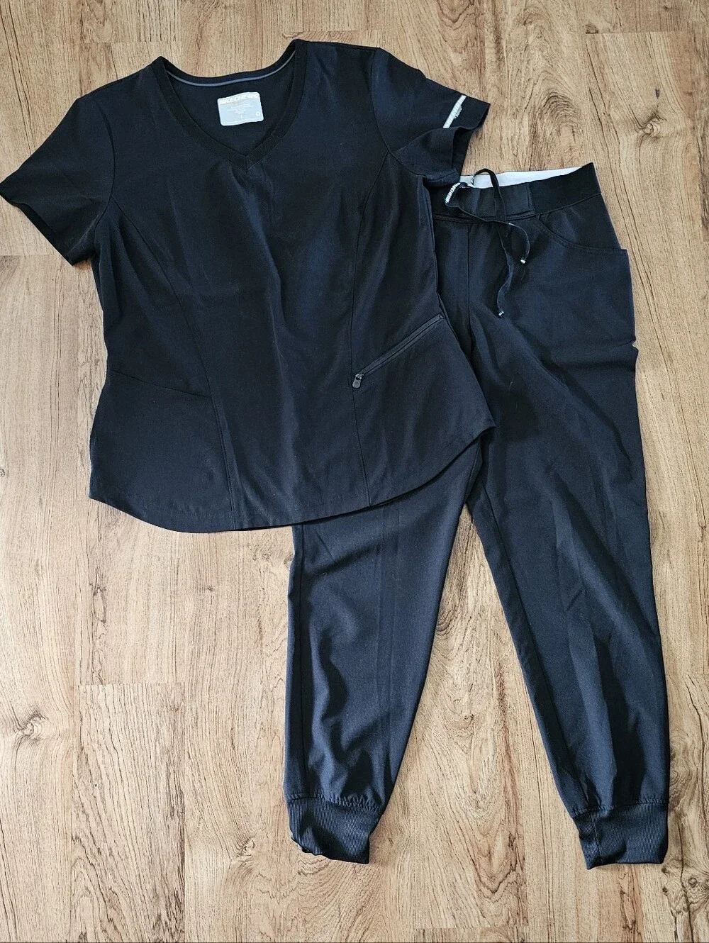 Black Sketchers Scrub Set - Top & Jogger Pants